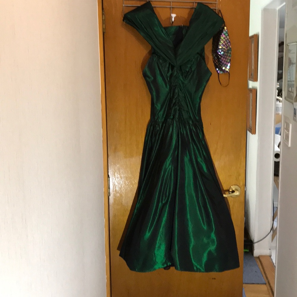 Party Dress with sexy black slip.  Kelly Green